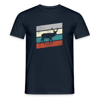 Hirsch Retro - Men's T-Shirt - navy - Front - AI Model Male 178 light (178cm)