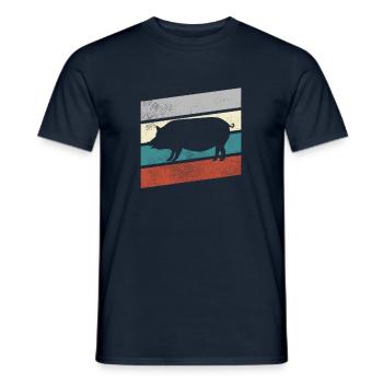Cochon Rétro - T-shirt homme - marine - Devant - AI Model Male 178 light (178cm)