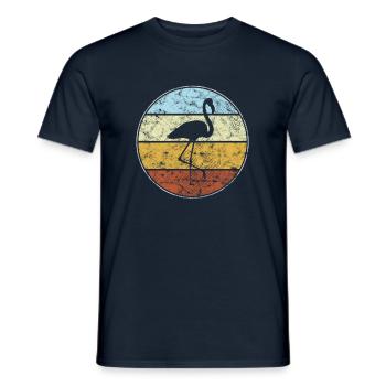 Flamant rose Rétro - T-shirt homme - marine - Devant - AI Model Male 178 light (178cm)