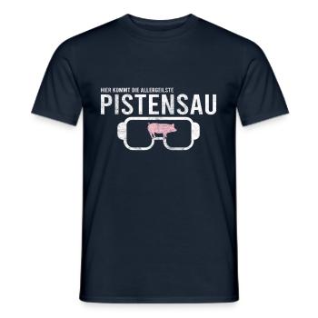 Pistensau Skier Fun Shirt - T-shirt homme - marine - Devant - AI Model Male 178 light (178cm)