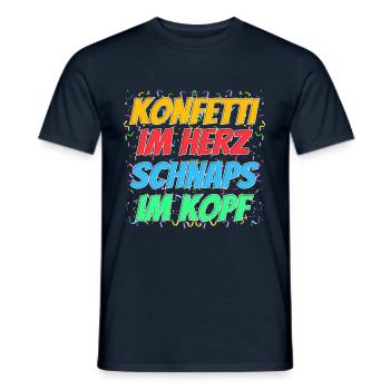 Des confettis dans le cœur, du schnaps dans la tête – le dicton de la fête - T-shirt homme - marine - Devant - AI Model Male 178 light (178cm)