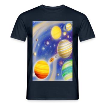 Weltall und Planeten - Männer T-Shirt - Navy - Vorne - AI Model Male 178 light (178cm)