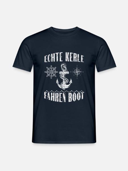 Echte Kerle fahren Boot Kapitän Bootsbesitzer - Männer T-Shirt - Navy