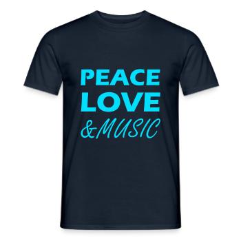 Peace Love & Music - Männer T-Shirt - Navy - Vorne - AI Model Male 178 light (178cm)