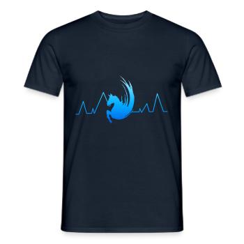 Chevaux coeur coeur heartbeat - T-shirt homme - marine - Devant - AI Model Male 178 light (178cm)