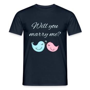Demande de mariage - T-shirt homme - marine - Devant - AI Model Male 178 light (178cm)