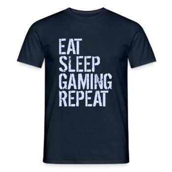 Eat Sleep Gaming Repeat - Men's T-Shirt - navy - Front - AI Model Male 178 light (178cm)