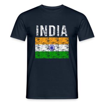 Inde drapeau vintage - T-shirt homme - marine - Devant - AI Model Male 178 light (178cm)