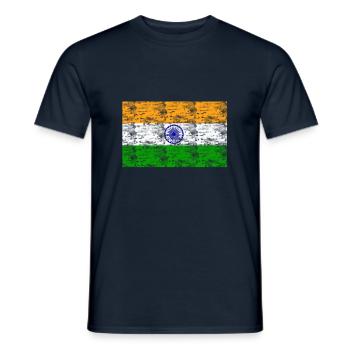 Inde drapeau vintage - T-shirt homme - marine - Devant - AI Model Male 178 light (178cm)