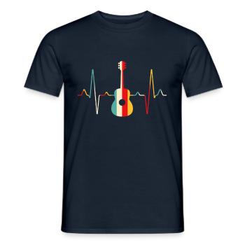 Gitarre Herzschlag - Männer T-Shirt - Navy - Vorne - AI Model Male 178 light (178cm)