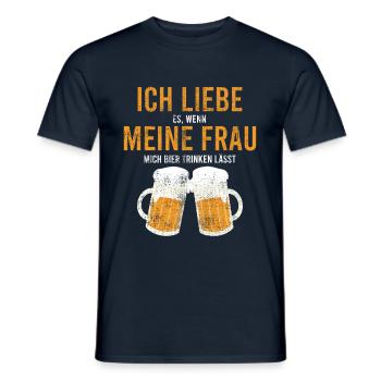 Bier Trinken Frau Spruch - Männer T-Shirt - Navy - Vorne - AI Model Male 178 light (178cm)