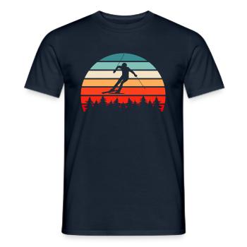 Ski Rétro - T-shirt homme - marine - Devant - AI Model Male 178 light (178cm)