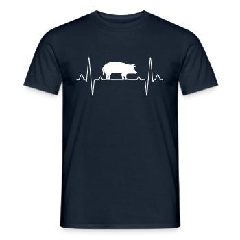 Schwein Herzschlag - Männer T-Shirt - Navy - Vorne - AI Model Male 178 light (178cm)