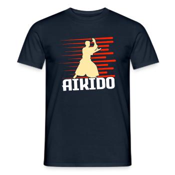 Arts Martiaux d’Aïkido - T-shirt homme - marine - Devant - AI Model Male 178 light (178cm)