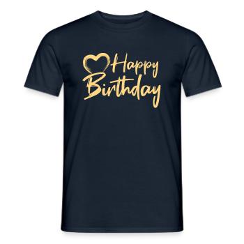 Tillykke med fødselsdagen - Mænd T-shirt - marineblå - Foran - AI Model Male 178 light (178cm)