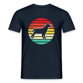 Dog Hund Silhouette Retro - Männer T-Shirt - Navy - Vorne - AI Model Male 178 light (178cm)