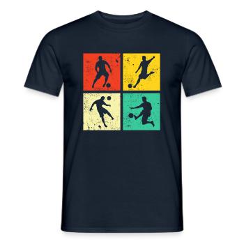 Fußball Fußballer Retro - Männer T-Shirt - Navy - Vorne - AI Model Male 178 light (178cm)