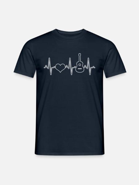 Gitarre Herzschlag - Männer T-Shirt - Navy