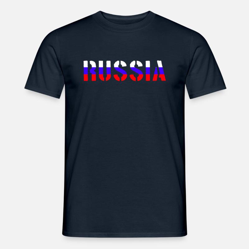 Drapeau de lettrage de la Russie - T-shirt homme - marine