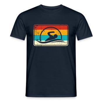 Schwimmen Schwimmer Logo Retro - Männer T-Shirt - Navy - Vorne - AI Model Male 178 light (178cm)
