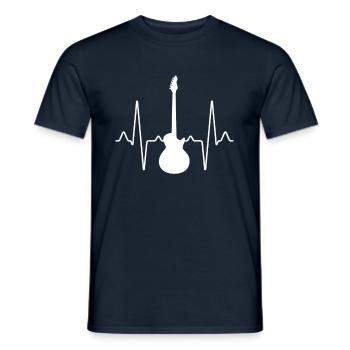 Guitare électrique Heartbeat - T-shirt homme - marine - Devant - AI Model Male 178 light (178cm)