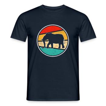 Elefant Retro - Männer T-Shirt - Navy - Vorne - AI Model Male 178 light (178cm)