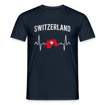 Suisse Heartbeat - T-shirt homme - marine - Devant - AI Model Male 178 light (178cm)