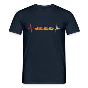 Train Look Heartbeat Retro - Men's T-Shirt - navy - Front - AI Model Male 178 light (178cm)