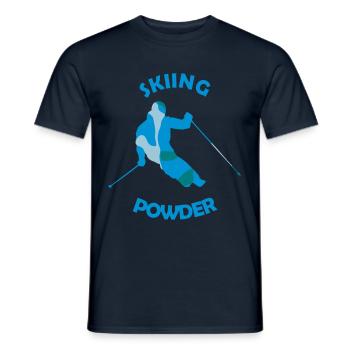 POWDER SKIING / TIEFSCHNEE SKI - Men's T-Shirt - navy - Front - AI Model Male 178 light (178cm)