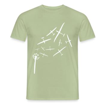 pusteblume segelflugzeug weiss gleiten Geschenkide - Männer T-Shirt - Sage - Vorne - AI Model Male 178 light (178cm)