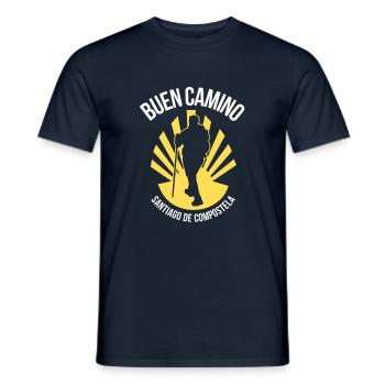 Pilgern Jakobsweg - Männer T-Shirt - Navy - Vorne - AI Model Male 178 light (178cm)