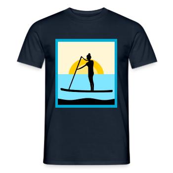 Stand Up Paddling cadeau illustration mer - T-shirt homme - marine - Devant - AI Model Male 178 light (178cm)