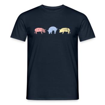 Cochons rétro porcins porcins - T-shirt homme - marine - Devant - AI Model Male 178 light (178cm)