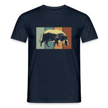 Sanglier cochon brosse rétro - T-shirt homme - marine - Devant - AI Model Male 178 light (178cm)