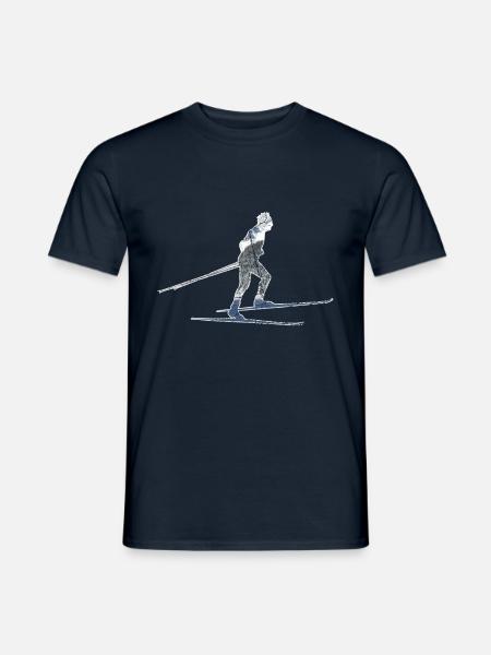 Langläufer mit Skiern beim Skating - Männer T-Shirt - Navy