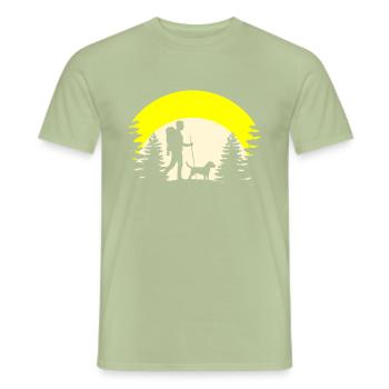 Hund Wandern - Männer T-Shirt - Sage - Vorne - AI Model Male 178 light (178cm)