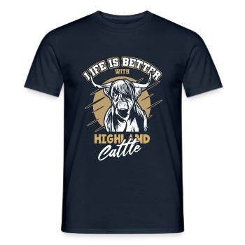 Hochlandrind Hörner Fell Highland Cattle - Männer T-Shirt - Navy - Vorne - AI Model Male 178 light (178cm)