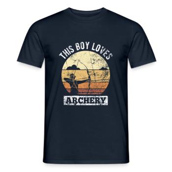 Retro archer archery bow - Men's T-Shirt - navy - Front - AI Model Male 178 light (178cm)