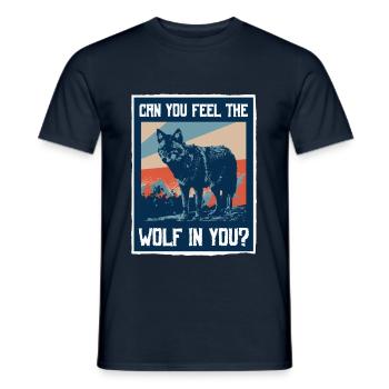 Wolf Spruch - Männer T-Shirt - Navy - Vorne - AI Model Male 178 light (178cm)