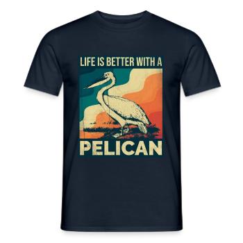 Pelikan Spruch Palmen Retro - Männer T-Shirt - Navy - Vorne - AI Model Male 178 light (178cm)