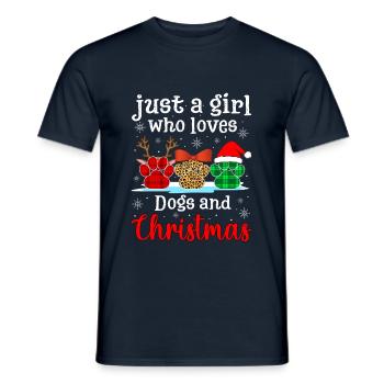 Just A Girl Who Loves Dogs and Christmas - Men's T-Shirt - navy - Front - AI Model Male 178 light (178cm)