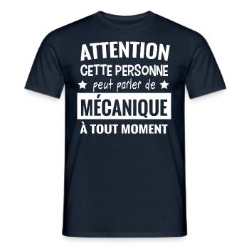 Parler de mécanique. Humour mécanique garagiste - T-shirt homme - marine - Devant - AI Model Male 178 light (178cm)