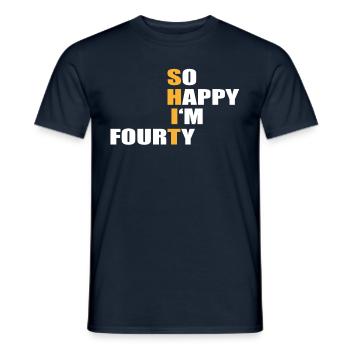 So Happy I'm Fourty 40 anniversaire - T-shirt homme - marine - Devant - AI Model Male 178 light (178cm)