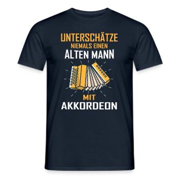 Unterschätze niemals Alten Mann Akkordeon - Männer T-Shirt - Navy - Vorne - AI Model Male 178 light (178cm)