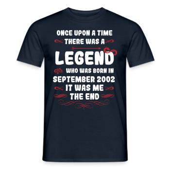 Es war einmal eine Legende. September 2002 Geburts - Männer T-Shirt - Navy - Vorne - AI Model Male 178 light (178cm)