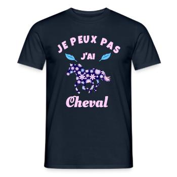 j'peux pas j'ai cheval équitation - T-shirt homme - marine - Devant - AI Model Male 178 light (178cm)