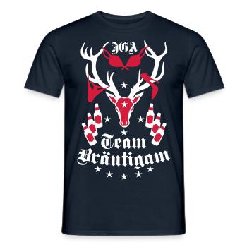 173 Hirsch JGA Team Bräutigam Bier Freunde - Männer T-Shirt - Navy - Vorne - AI Model Male 178 light (178cm)