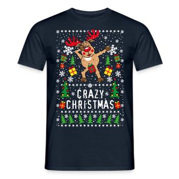 202 Hirsch Rudolph Dabbing nackt Crazy Christmas - Männer T-Shirt - Navy - Vorne - AI Model Male 178 light (178cm)