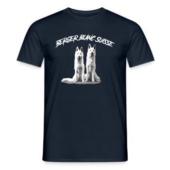 Weißer Schäferhund Berger Blank Suisse - Männer T-Shirt - Navy - Vorne - AI Model Male 178 light (178cm)