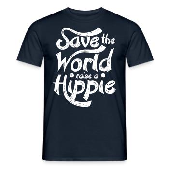 Rettet Die Welt - Hippie Bewegung 70er Jahre - Männer T-Shirt - Navy - Vorne - AI Model Male 178 light (178cm)